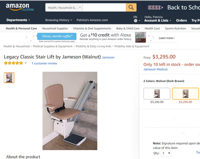 a stairlift on Amazon